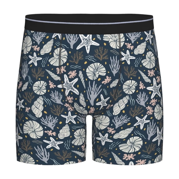 Xecao Sea Shells 1 Print Boxer Briefs for Men's Stretch Moisture-Wicking Underwear, Mid-Rise Classics breathable fabric