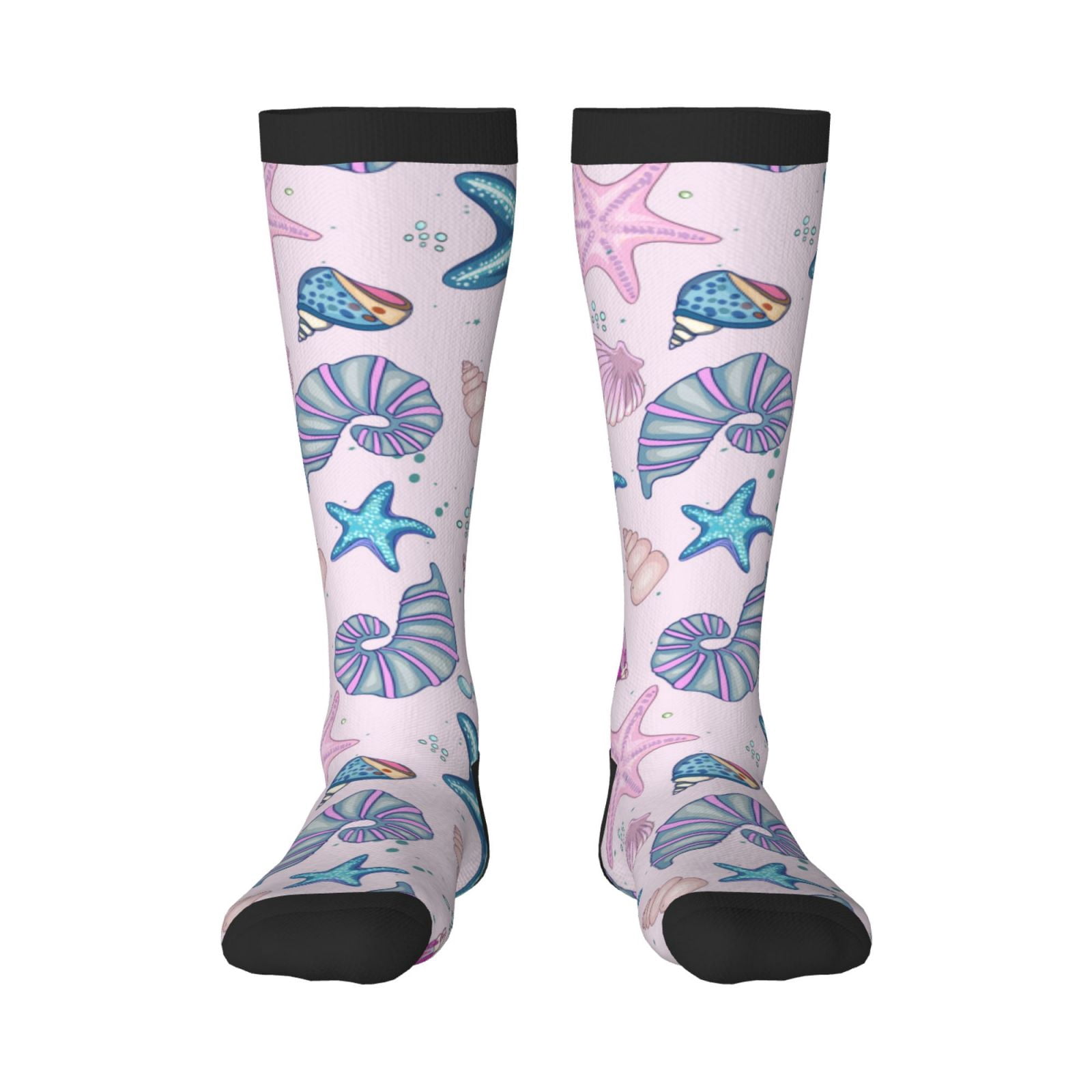 Xecao Sea Shells 3 print thigh-high socks, crafted for both men and ...