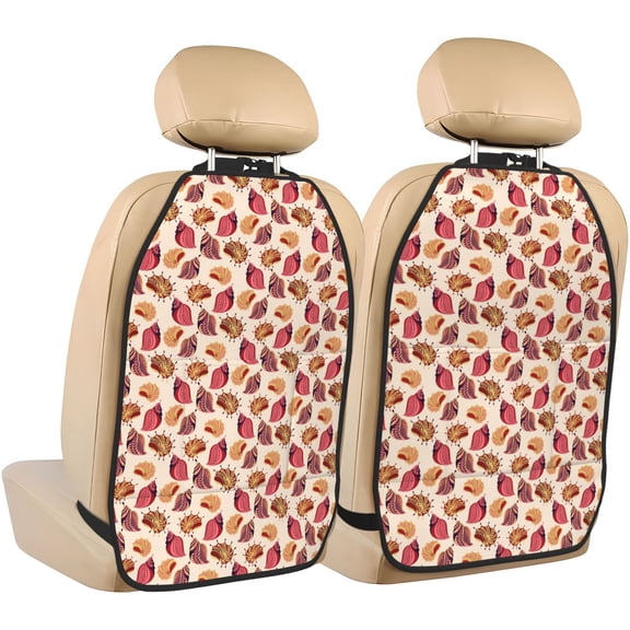 Xecao Sea Shells Pattern Car Seat Back Protector 2 Pack Large Capacity Pocket, Kick Mats Back Seat Protector