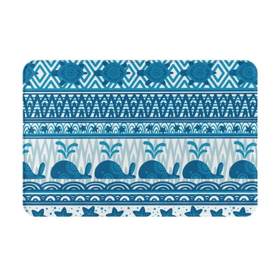 Xecao Sea Underwater Animals print Flannel Mat: Non-slip, 16x24in. Ideal for kitchen, bedroom, bath & living room.