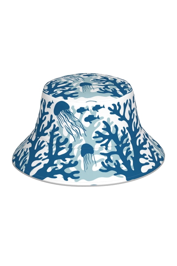 Sea Underwater Jellyfish Print Men and Women Night Reflective Hat Runner Cap Visor Bucket Hat Boonie Cap