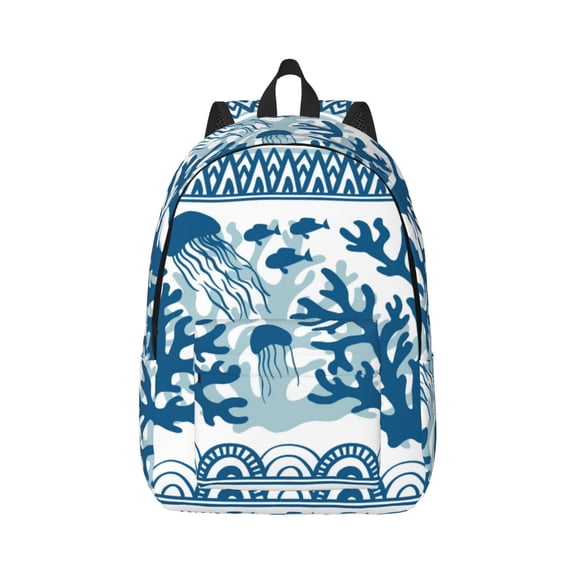 Xecao Sea Underwater Jellyfish for Canvas College Laptop Backpack, Durable Rucksack Travel Notebook Bag School Backpack Book Bag for Men Women