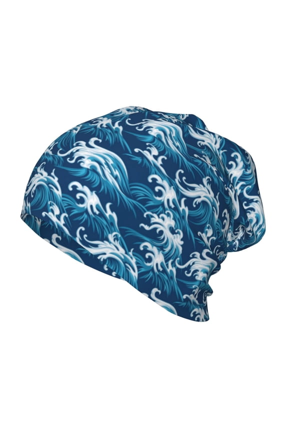 Sea Water Wave Print Beanie Hat Toddler Girls Boys, Baby Hats Winter Warm Knitted Thermal, Kids Winter Caps