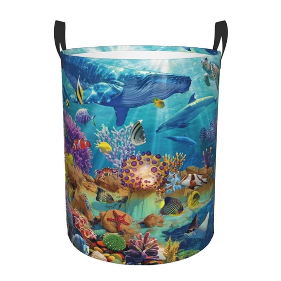 Xecao Sea World Print Laundry Hamper Basket,designed for Blanket Storage and Nursery Clothes in the Bedroom