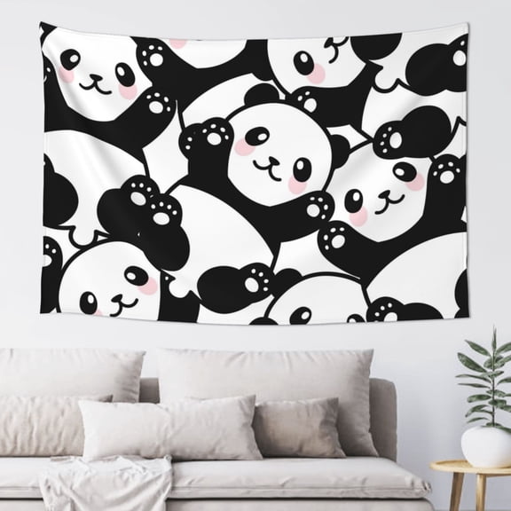 Xecao Seamless Pattern Cute Panda Print Tapestry, Wall Hanging Room Funny Decor, Backdrop Room Decor for Bedroom Living Room dormitory