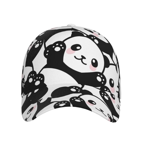 Xecao Seamless Pattern Cute Panda for Baseball Cap: Unisex, crafted from classic polyester twill fabric, featuring a soft unconstructed design