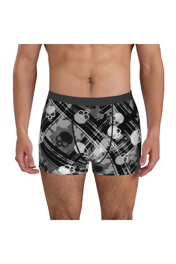 Seamless Pattern With Skulls Print Men's Underwear Boxer Briefs Pack - Your ComfortSoft, Moisture-Wicking, and Breathable Choice for Men's Underwear-X-Large