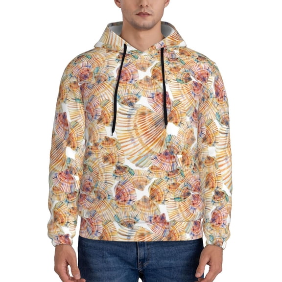 Xecao Seashells Pattern Men's Adult Pullover Hoodie,Hooded Sweatshirt-Small
