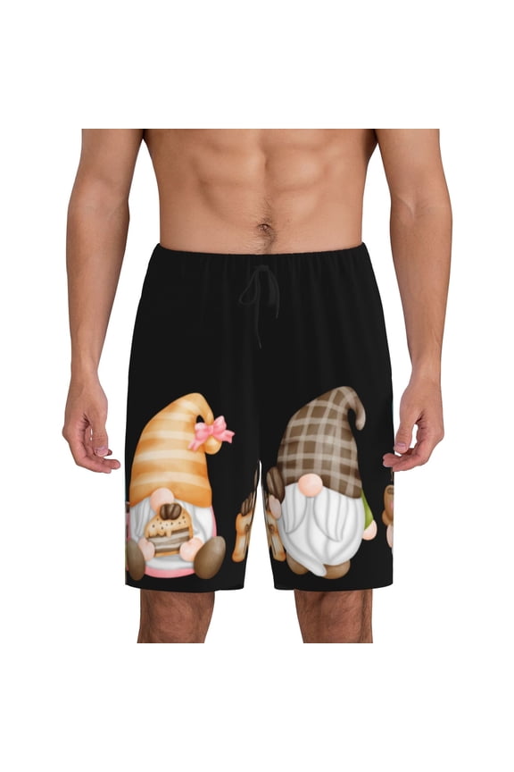 Xecao Seaside Primary Color Print Men's Sleepwear Shorts Pajama Bottom Lounge Short nightwear with Convenient Pockets for Relaxed Home Wear-3X-Large