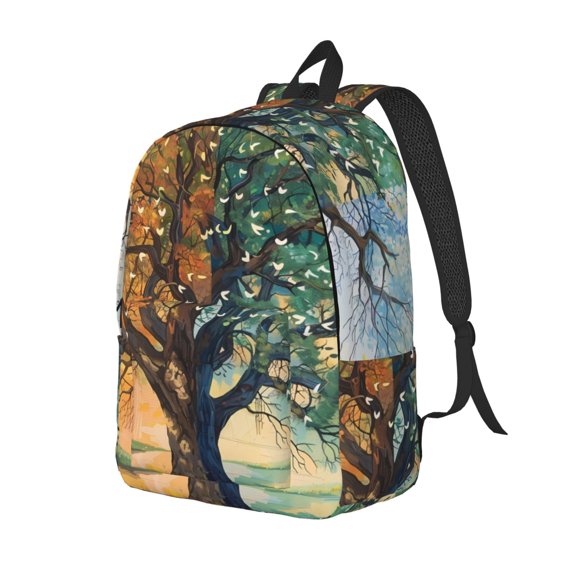 Xecao Seasonal Tree Reflection for Canvas College Laptop Backpack, a Durable Rucksack for Both Men and Women, ideal for travel, school, and daily use Bag-Small
