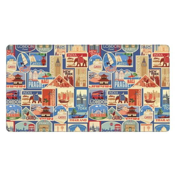 Xecao Set Of Travel Vintage for Waterproof Mouse Pad - Extended Contour Mouse Mat, Large Gaming Mousepad Laptop Keyboard Mat with Non-Slip Rubber Base