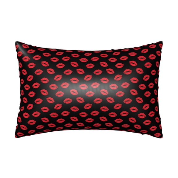 Xecao Sexy Red Lips Kiss Pattern Satin Pillowcases for Hair and Skin, Luxurious and Silky Pillow Cases with Envelope Closure, 20x30 Inches