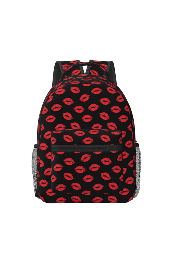 Sexy Red Lips Kiss Print Casual Backpack: A Computer Backpack Ideal for Men and Women, Perfect for College, School, or Daily Travels-One Size