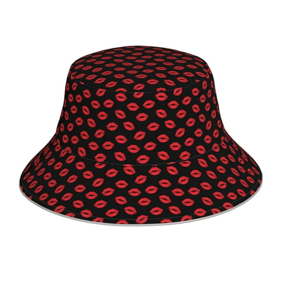Xecao Sexy Red Lips Kiss Print Men and Women Night Reflective Hat Runner Cap Visor Bucket Hat Boonie Cap