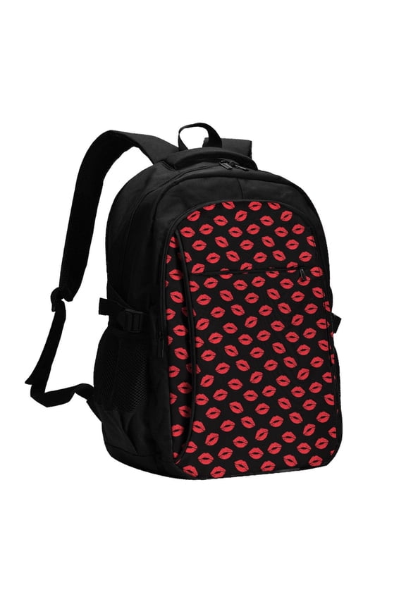 Sexy Red Lips Kiss for Travel Laptop Backpack, USB-Charging-Enabled, Spacious Business Backpack for Men and Women,College School Computer Bag