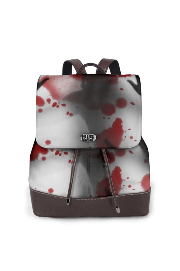 Shadows Behind Print Large Backpack Soft Leather for Women Travel with Compartment, Adjustable Convertible Strap