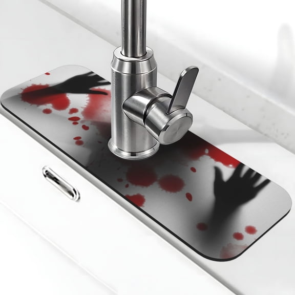 Xecao Shadows Behind for Kitchen Sink Splash Guard Faucet Mat , Faucet Guard & Draining mat, (15" X 5.5" )