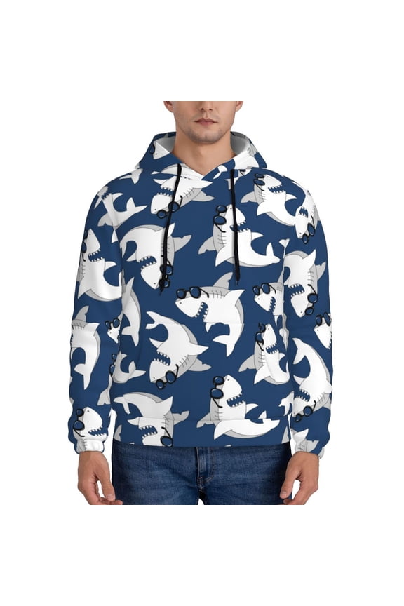 Shark Pattern Men's Adult Pullover Hoodie,Hooded Sweatshirt-4X-Large