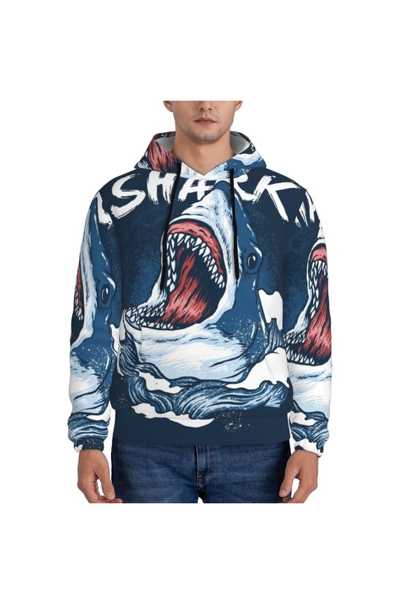 Shark Pattern Men's Adult Pullover Hoodie,Hooded Sweatshirt-4X-Large