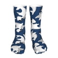 thumbnail image 1 of Xecao Shark Print Fashion No Heel Casual Crew Socks Cushioned Breathable for Men Women - Moisture wicking,Not easy to fade Suitable for daily, 1 of 7