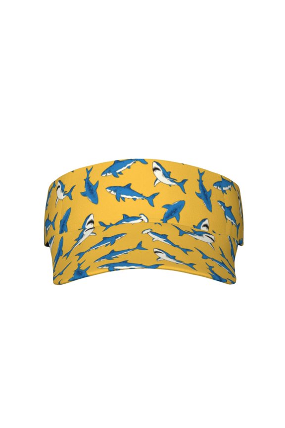 Shark Print for Adult Sun Cap offers versatile sun protection with adjustable Velcro for a secure fit.
