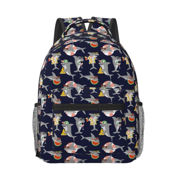 Xecao Sharks In Sunglasses Travel Backpack: A spacious, stylish computer backpack ideal for men and women, perfect for college, school, or daily travels