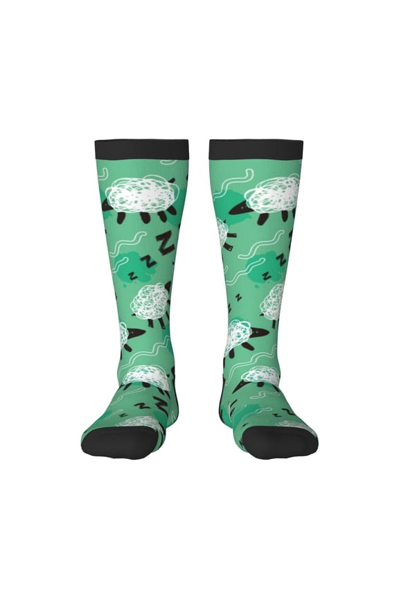 Sheep Zzz Print Compression Socks for Both Men And Women for Running, Travel, Flight, Nurse