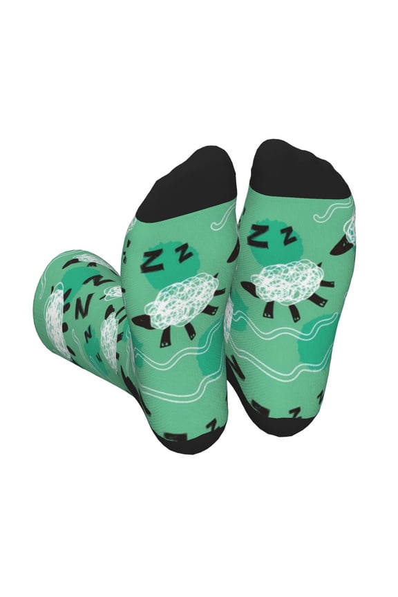 Sheep Zzz Print Crew Socks for Men and Women, Men's Soft Moisture-wicking Sock