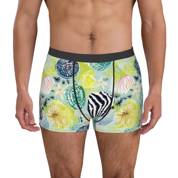 Xecao Shell Clam Print Men's Underwear Boxer Briefs Pack - Your ComfortSoft, Moisture-Wicking, and Breathable Choice for Men's Underwear-