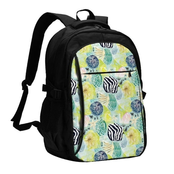 Xecao Shell Clam for Travel Laptop Backpack, USB-Charging-Enabled, Spacious Business Backpack for Men and Women,College School Computer Bag