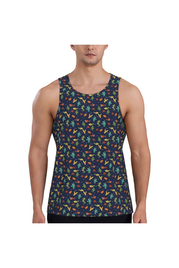 Shells and Seaweed Men's Tank Top Workout Quick Dry Sleeveless Gym Jogging Muscle Shirts Summer Swim Beach Tops