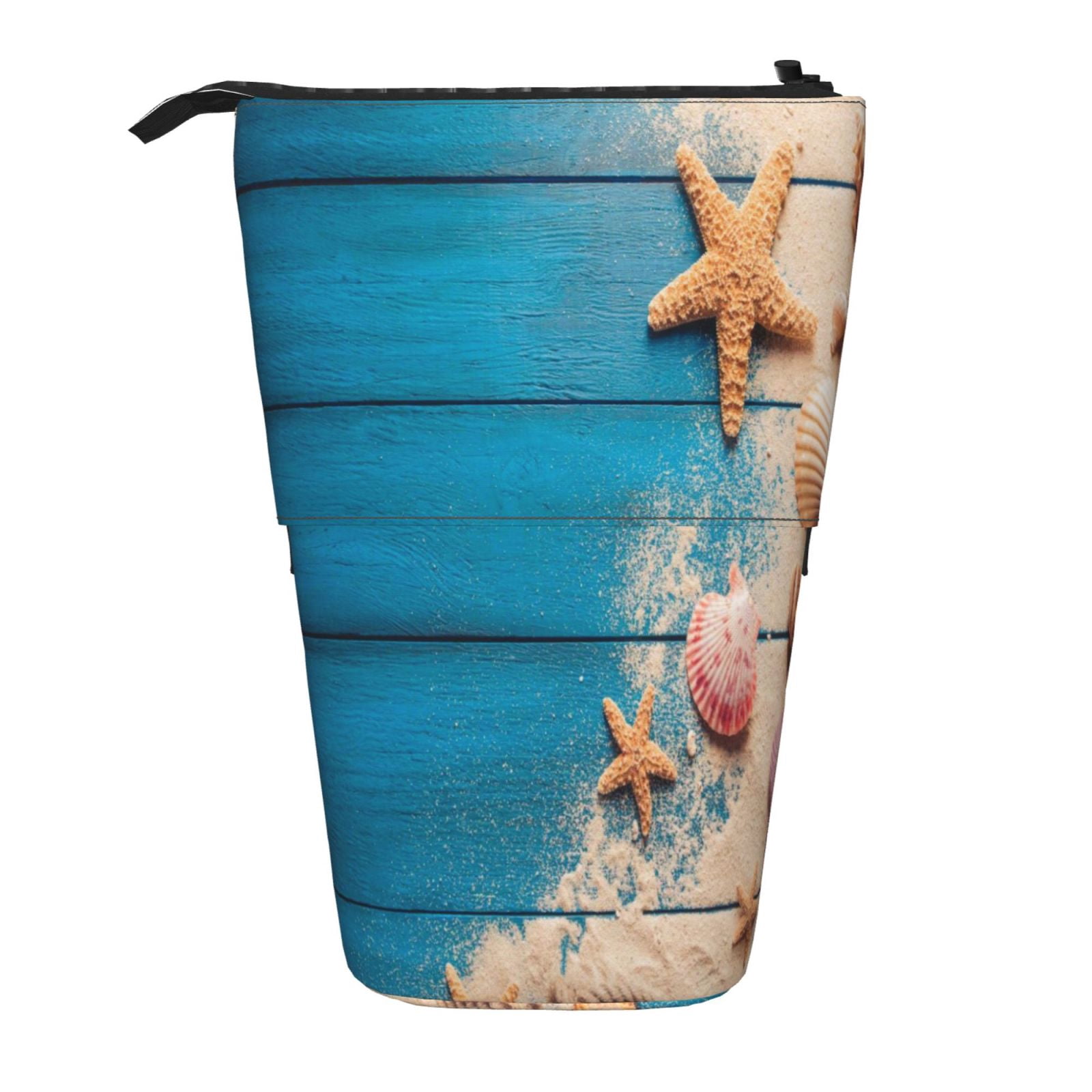 Shell Organization Pen Xecao Shells and Starfish Print Telescopic Pencil Bag Pen Holder Pop Up ...