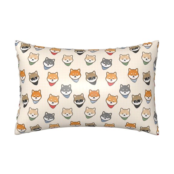 Xecao Shiba Head Face Pattern Satin Pillowcases for Hair and Skin, Luxurious and Silky Pillow Cases with Envelope Closure, 20x30 Inches