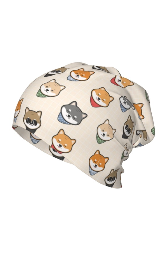 Shiba Head Face Print Beanie Hat Toddler Girls Boys, Baby Hats Winter Warm Knitted Thermal, Kids Winter Caps