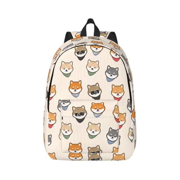 Xecao Shiba Head Face for Canvas College Laptop Backpack, Durable Rucksack Travel Notebook Bag School Backpack Book Bag for Men Women