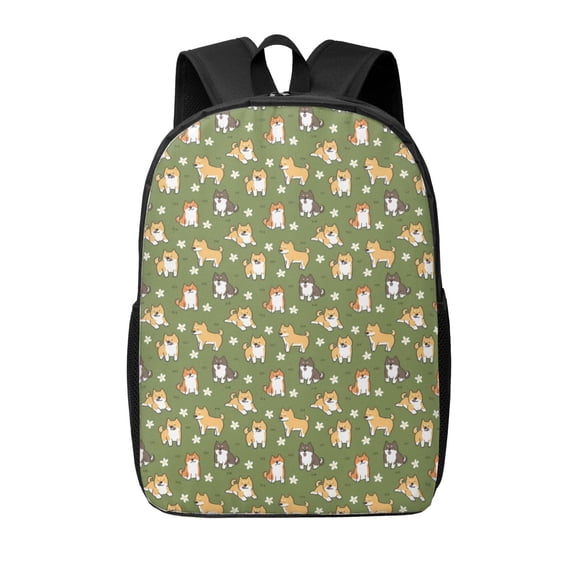 Xecao Shiba Inu Dog And Flower print Travel Backpack, Large Computer Backpack for Men Women, College School Rucksack Book Bag
