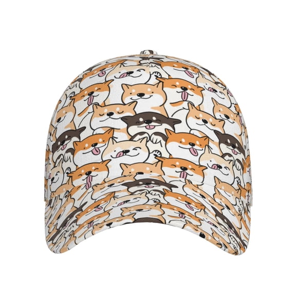 Xecao Shiba Inu Dog for Baseball Cap: Unisex, crafted from classic polyester twill fabric, featuring a soft unconstructed design