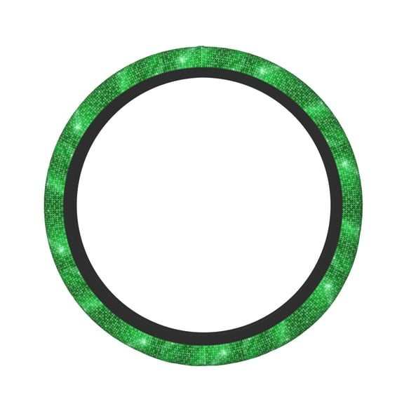 Xecao Shiny round green sequins Pattern Stretch Elastic Steering Wheel Cover, Fits All Vehicles, 15-Inch Diameter