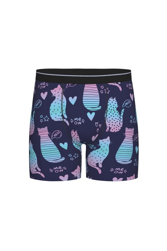 Silhouette Cats Print Boxer Briefs for Men's Stretch Moisture-Wicking Underwear, Mid-Rise Classics breathable fabric