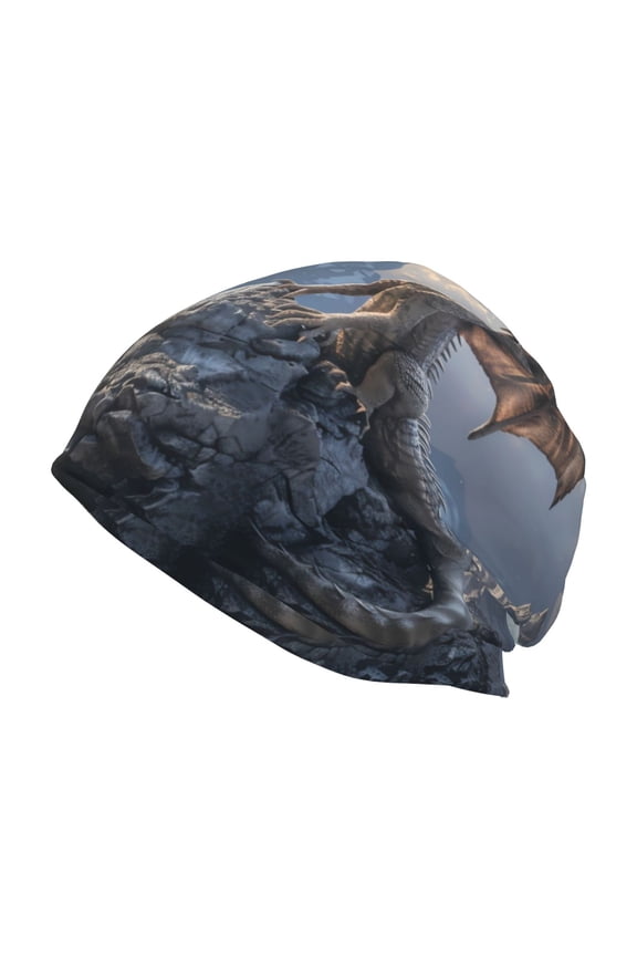 Silver Dragon Mountain Peaks Print Knit Hat,Winter Beanie for Men Women, Beanie Soft Warm Ski Stocking Cuffed Cap