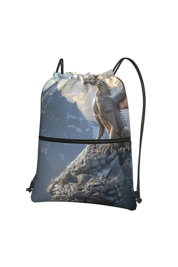 Silver Dragon Mountain Peaks for Drawstring Bags,Pull String Backpack Bags,String Bag Sackpack