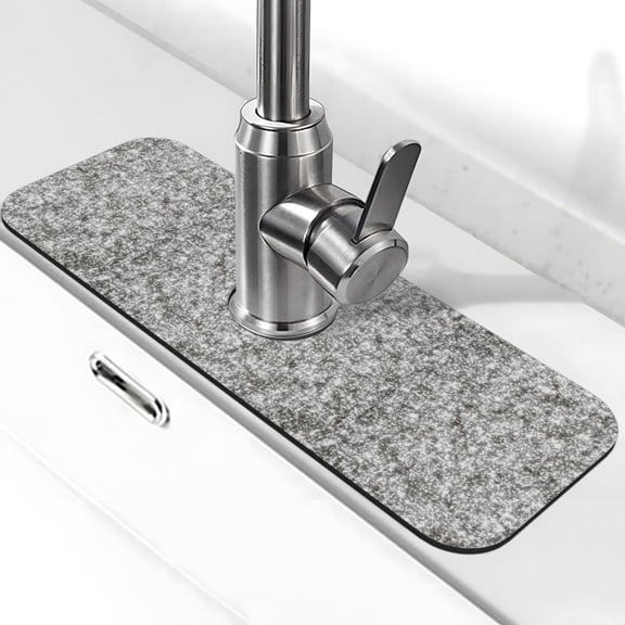 Xecao Silver Glitter for Kitchen Sink Splash Guard Faucet Mat , Faucet Guard & Draining mat, (15" X 5.5" )