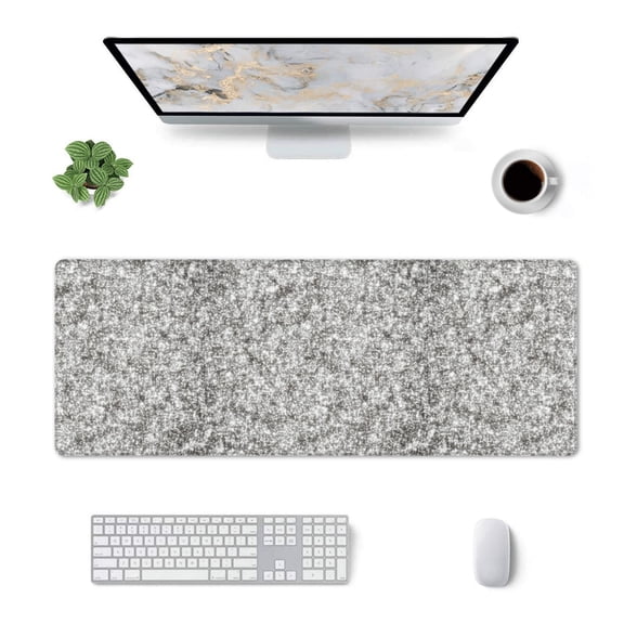 Xecao Silver Glitter for Mouse Pad - Waterproof Extended Contour Mouse Mat, Large Gaming Mousepad Laptop Keyboard Mat with Non-Slip Rubber Base