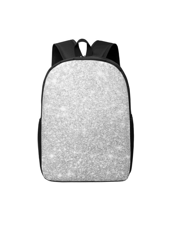 Silver Glitter print Travel Backpack, Large Computer Backpack for Men Women, College School Rucksack Book Bag