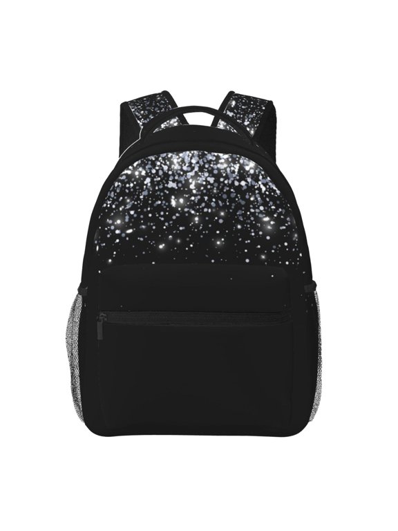 Silver Glitter1 Backpack, a stylish and functional choice for both men and women, is the perfect basic bookbag for college, work, or travel