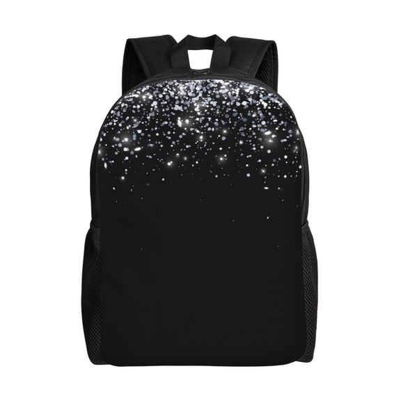 Xecao Silver Glitter1 Print School Backpack with Laptop Compartment Small Travel Laptop Backpack for Women Men Waterproof College Backpack Simple School Bag