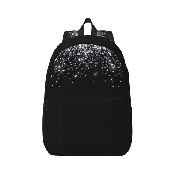 Xecao Silver Glitter1 for Canvas College Laptop Backpack, Durable Rucksack Travel Notebook Bag School Backpack Book Bag for Men Women