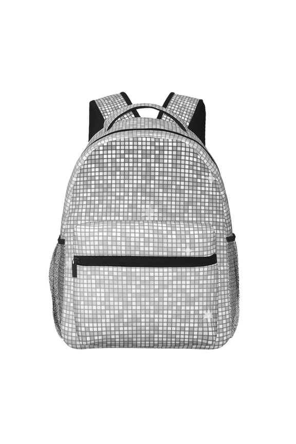 Silver Mosaic Backpack, a stylish and functional choice for both men and women, is the perfect basic bookbag for college, work, or travel