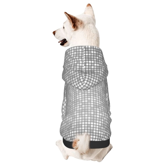 Xecao Silver Mosaic Pattern Sweatshirts Winter Pet Dog Hoodie Puppy Coat Dog Sweaters Dog Clothes with Hat Dog Clothes Costume Outfit,Small Pets Wear-Medium