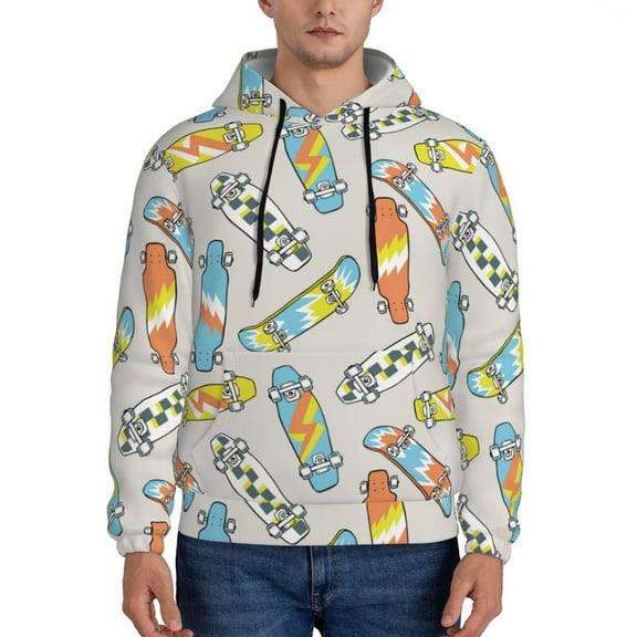 Xecao Skateboard Pattern Men's Adult Pullover Hoodie,Hooded Sweatshirt-Small